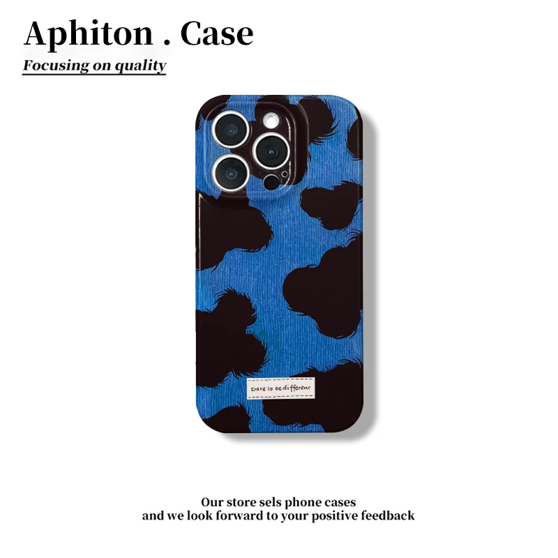 奥菲顿蓝色奶牛纹适用iPhone17苹果16菲林手机壳华为vivo小米oppo
