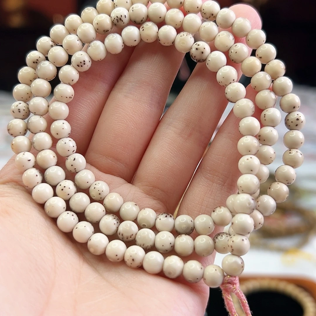 星月菩提手串Fqh6mm小龙蛋 大留白 玉化火烧云 颗粒星