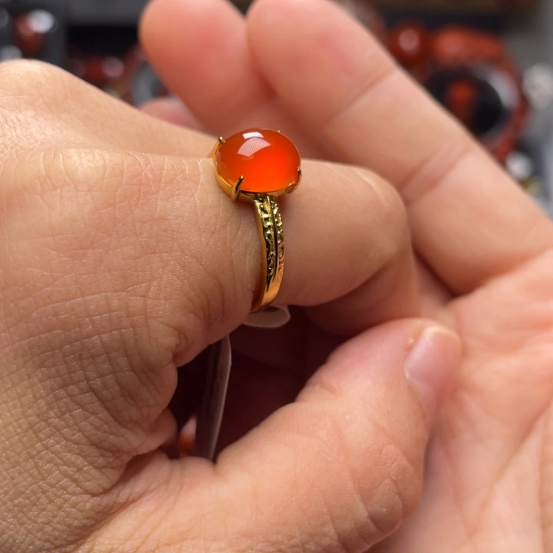 【闪购商品】银S925镶嵌保山冰红戒指南红玛瑙