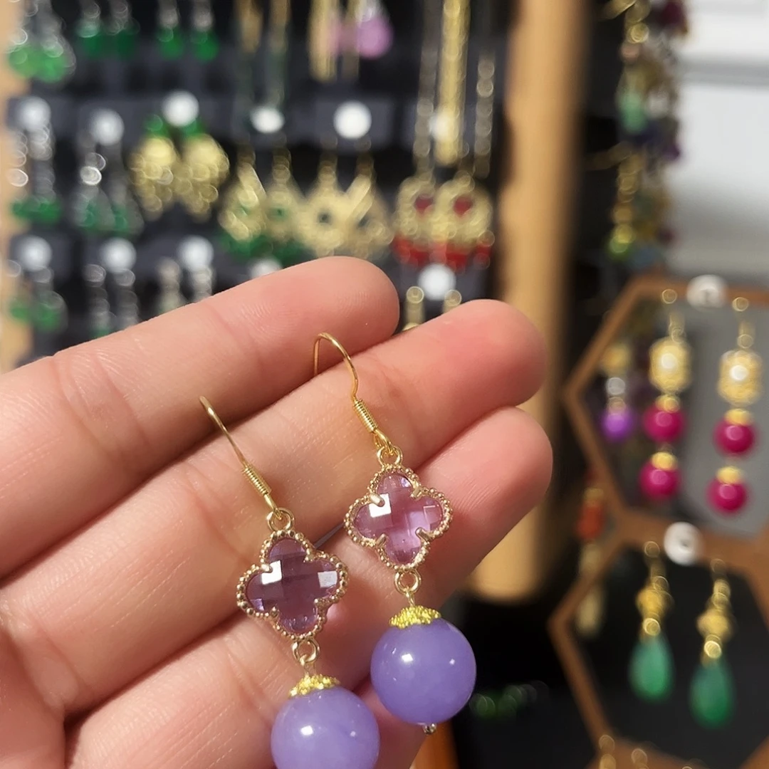 锆石纯铜925银耳饰