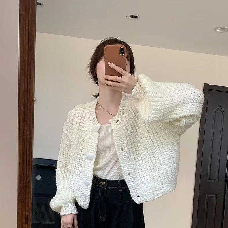 【A701-A800】复古圆领针织开衫外套女秋季新款高级感洋气百搭上衣
