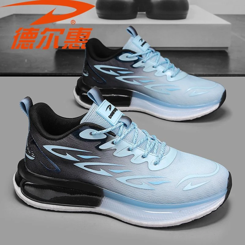德尔惠男鞋秋季网面透气爆米花减震运动休闲跑步鞋防滑耐磨增高鞋