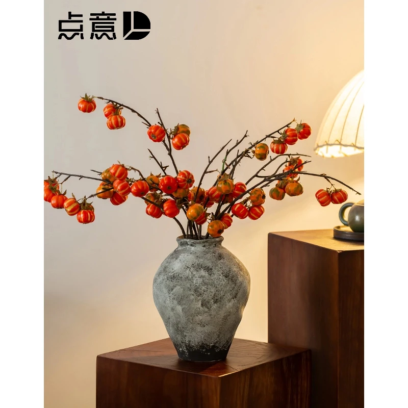 花瓶摆件客厅插花诧寂风民宿书房装饰景德镇新中式陶瓷土陶花器大