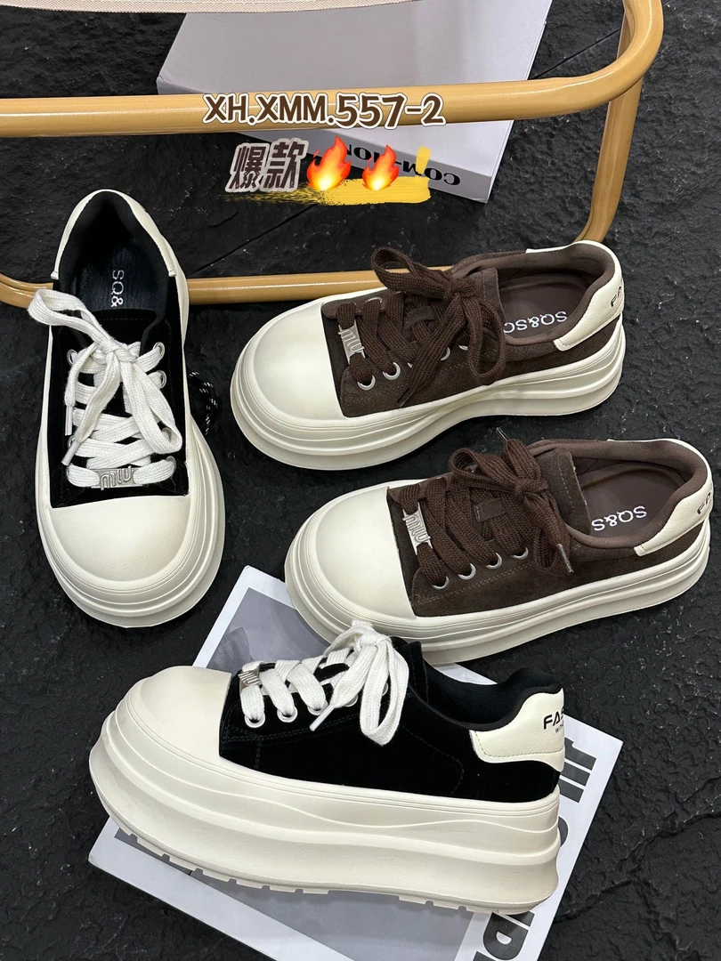 557-2厚底板鞋女秋季新款小个子增高轻便百搭休闲小白鞋松糕鞋