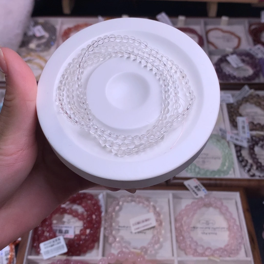 未镶嵌手链水晶白水晶三圈3+