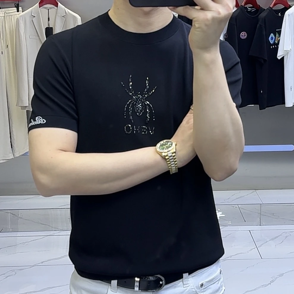 男士伊利特修身男装短袖蜘蛛圆领上衣休闲百搭半袖薄款