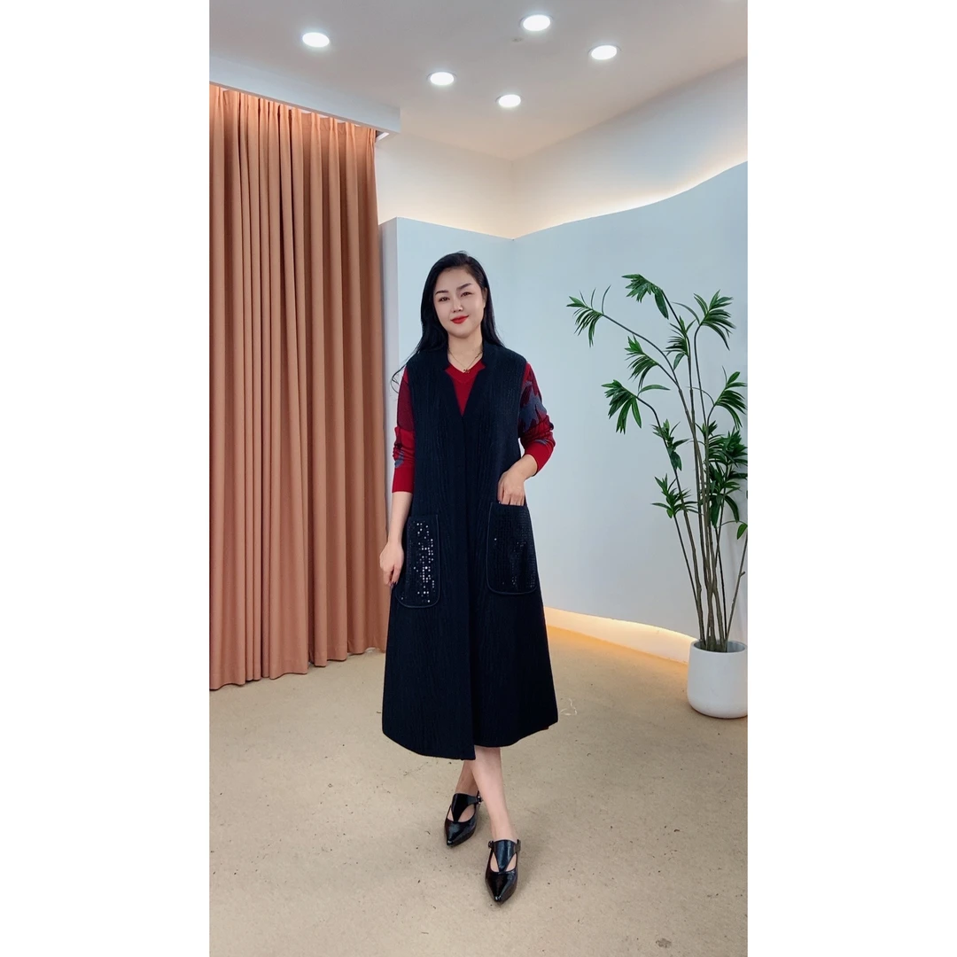 757号女装复古秋冬季气质优雅提花显瘦气质马甲