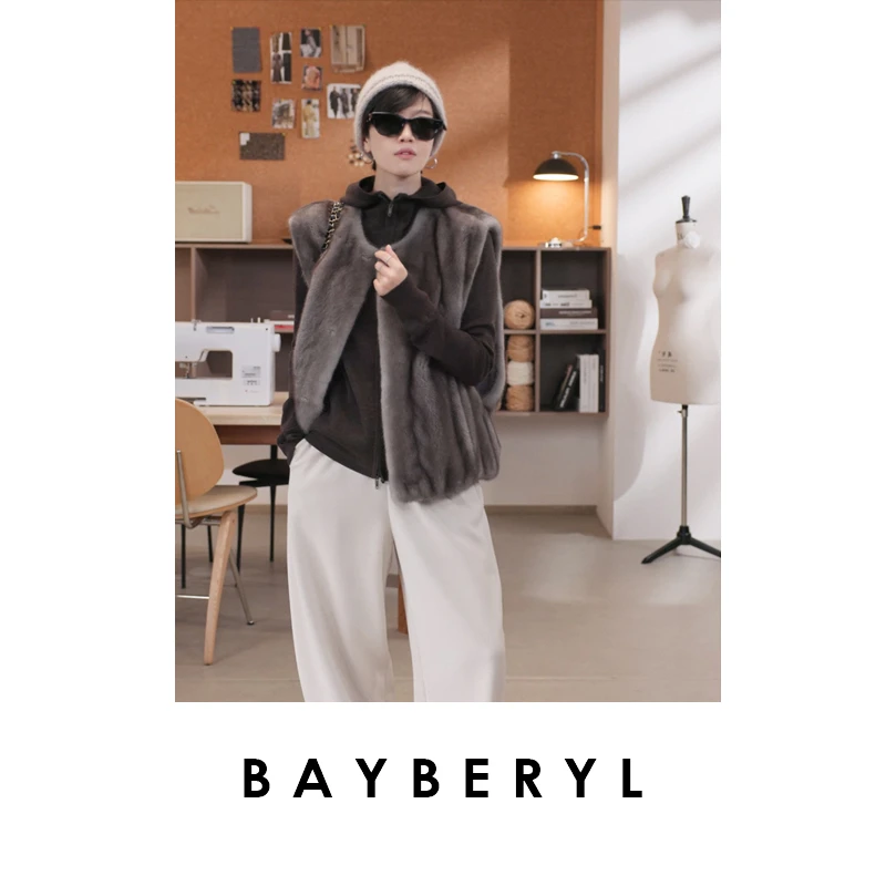 BAYBERYL老贝珍稀铁灰*水水圆领轻奢25秋无袖马甲9MJ5H2027-8/21