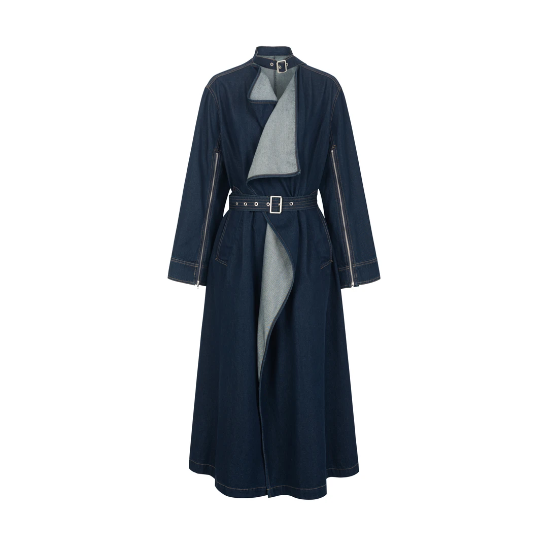 Z/S+D.会呼吸的牛仔斗篷型雅致长款风衣外套911G158Z