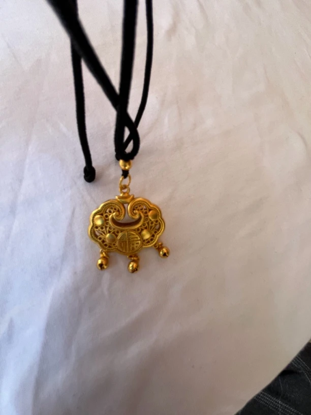 铜合金棉绳项链 如意福字平安锁经典款式项链