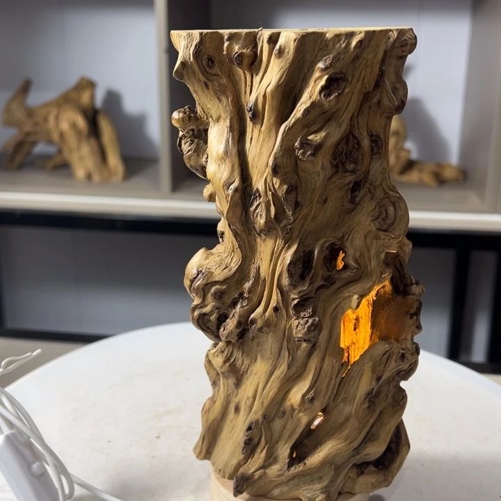 木石榴木榴疤镂空树灯摆件