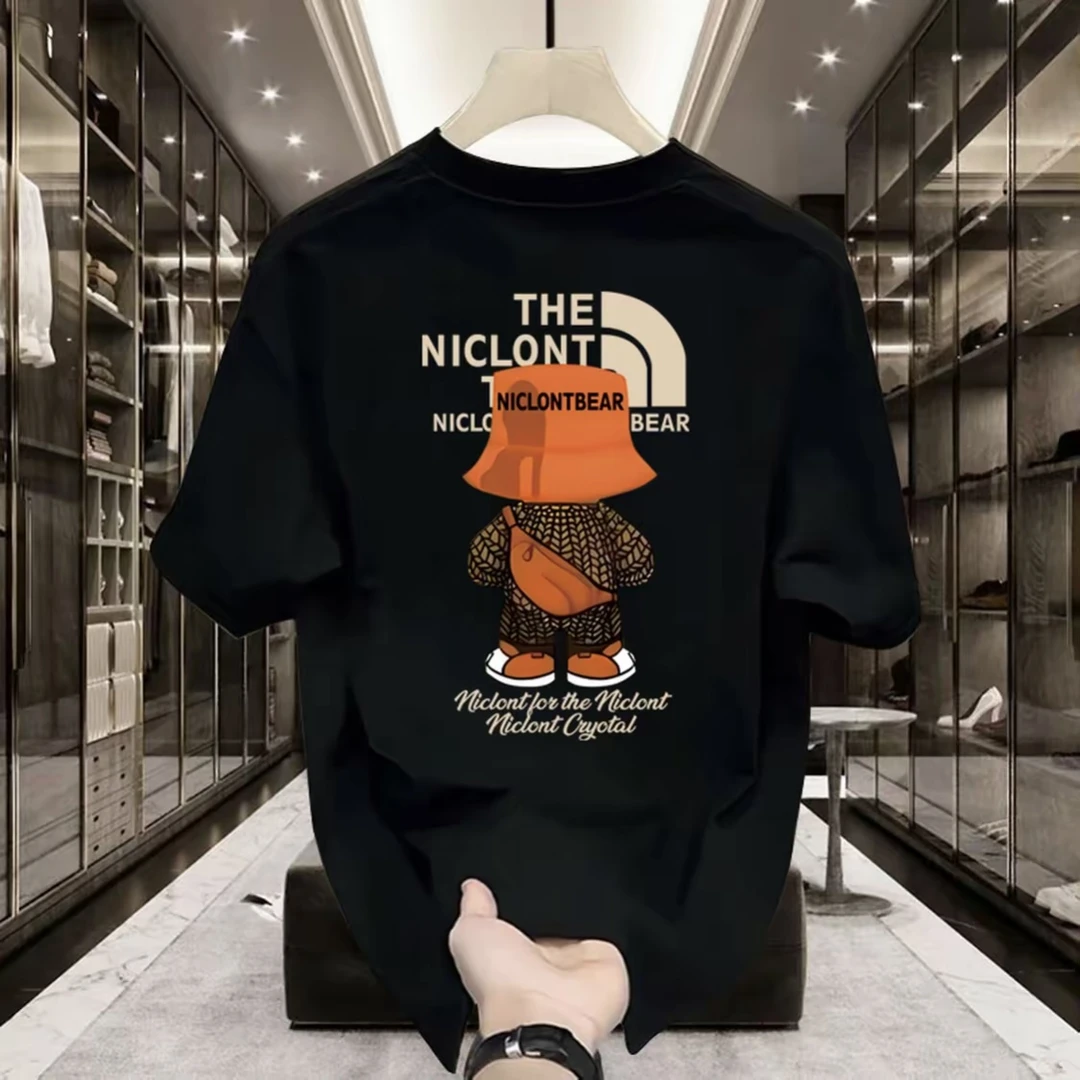 夏季新款短袖t恤高级感男女同款宽松圆领短袖休闲百搭潮流印花T恤