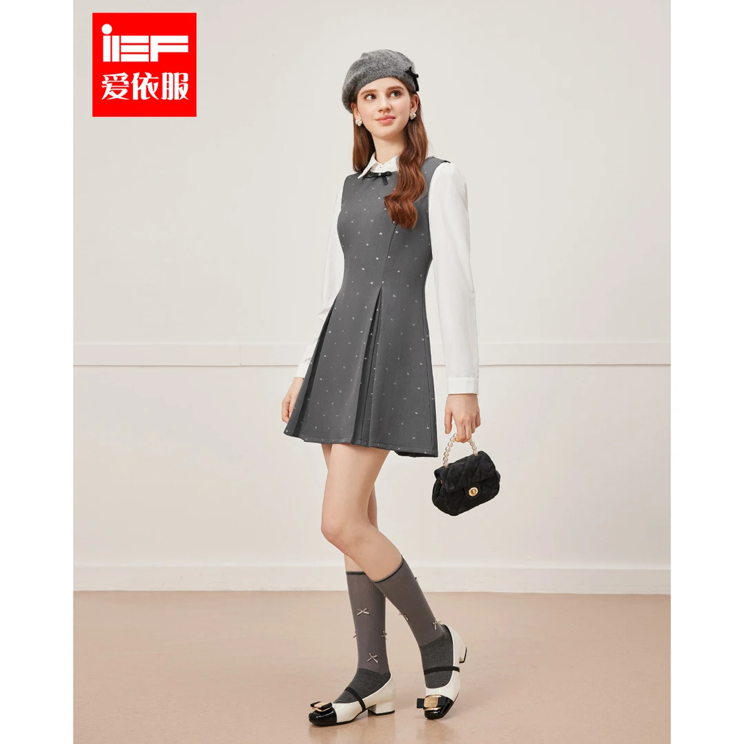 IEF/爱依服2025春季新款韩系氛围感收腰复古显瘦里外套裙欧若风