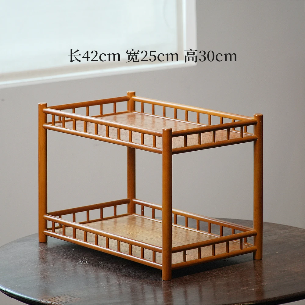 高山楠竹两层全围茶棚茶架手工竹编席面茶具茶杯茶壶小满 收纳架