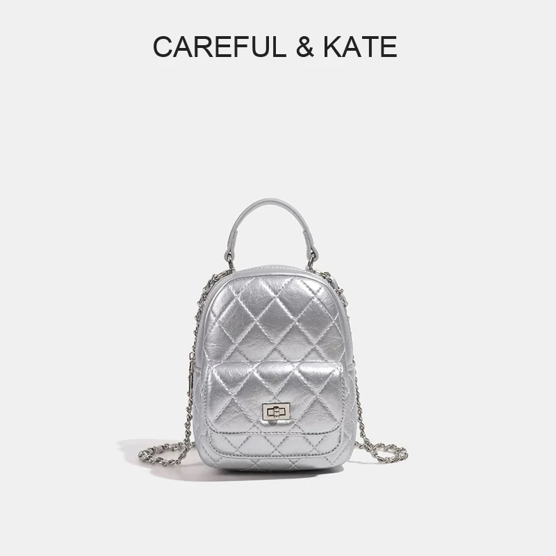 小ck小众休闲菱格双肩包包女2025新款时尚百搭双肩女士时尚百搭包