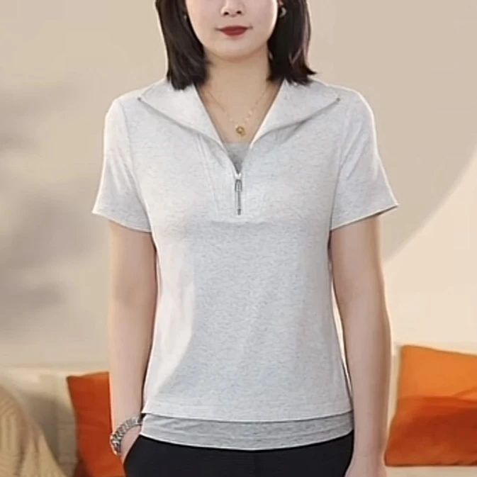 【曼姐定制】夏季修身休闲运动春夏健身休闲女士纯色宽松2624