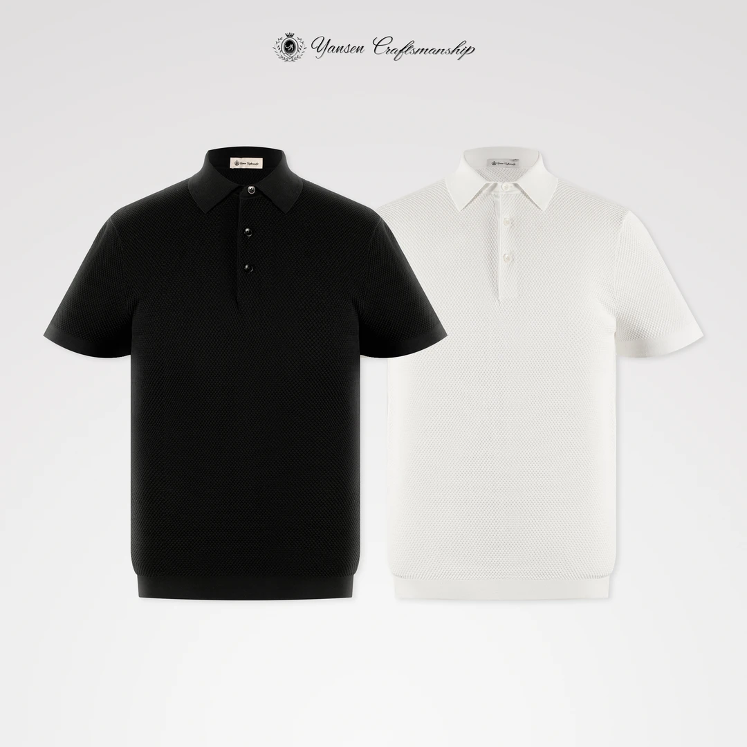 【顶奢系列】100%优质新疆长绒棉菠萝纹立体提花针织Polo衫 YSM006