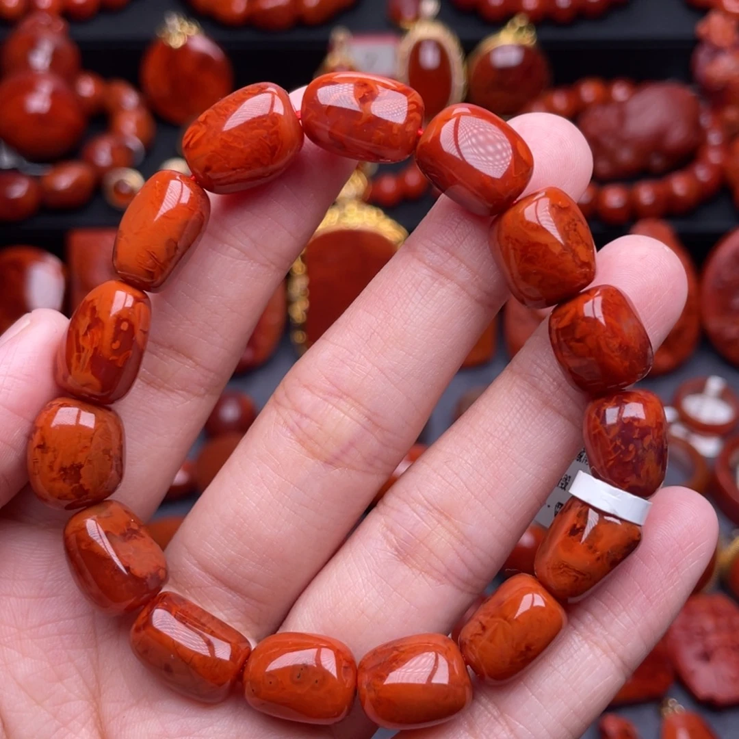 南红玛瑙未镶嵌珠宝奇石单圈11mm