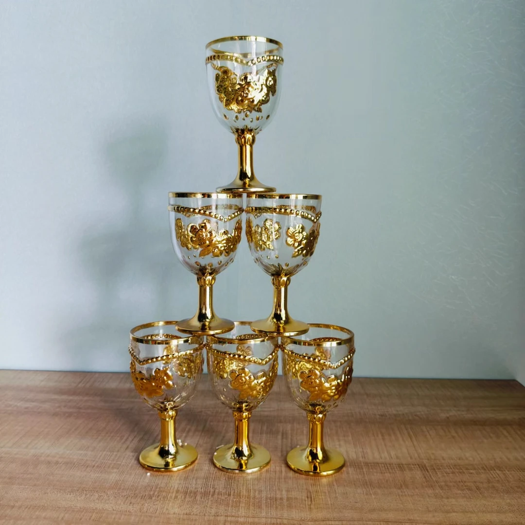 新疆包邮 六个杯子 hanix yuruxlikliri 高档创意家用金边欧式