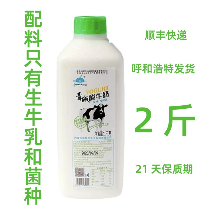 奥特尔青城酸牛奶早餐代餐无蔗糖无代糖纯酸奶无添加剂内蒙古全脂