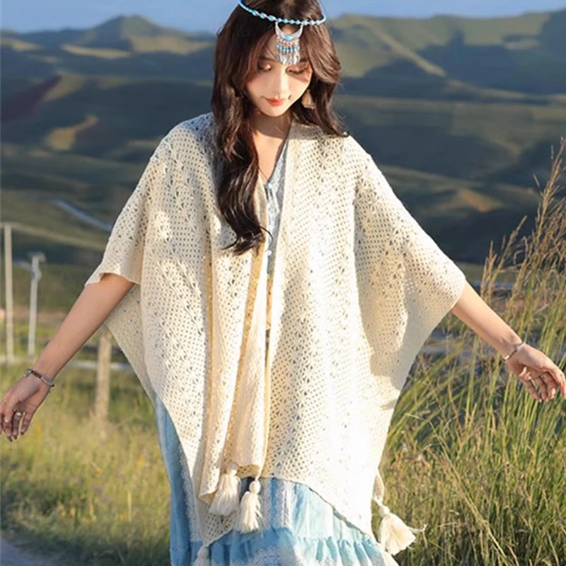 新中式复古流苏百搭毛织披肩配旗袍披肩女2025春秋季外搭毛织坎肩