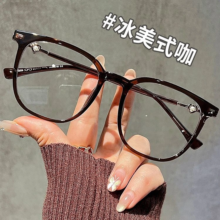 新款冰美式咖色系老花眼镜时尚文艺男女同款显瘦防蓝光平光老花镜