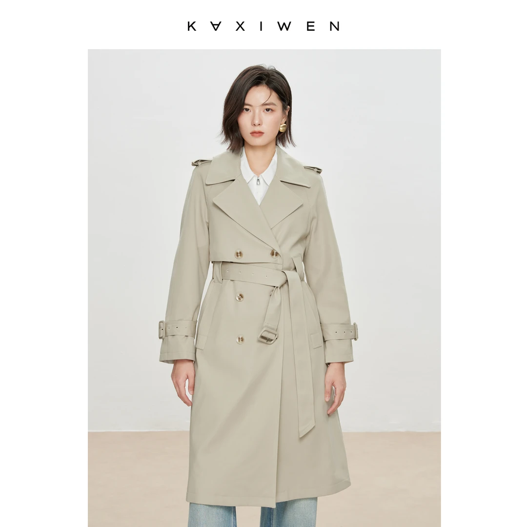 【女乔专属】时尚休闲显瘦收腰长款风衣气质外套女X08BFS3638