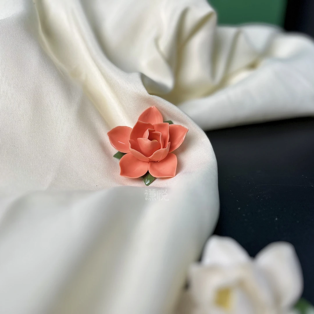 （忽而今夏）纯手工陶瓷纯色栀子花家居小巧简约可爱防水摆件