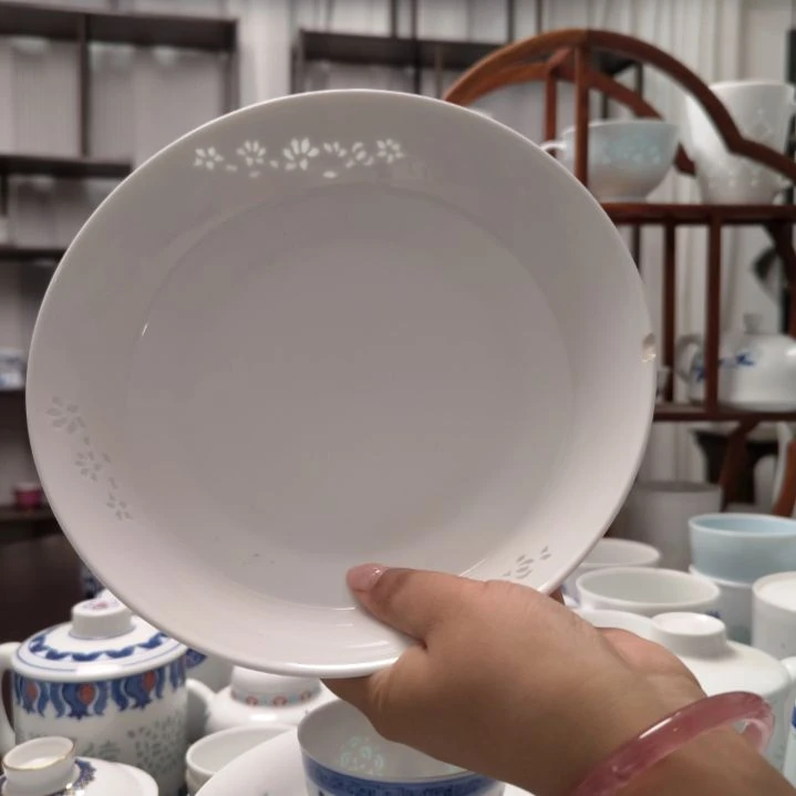 瓷玉兰花8寸深盘两只装