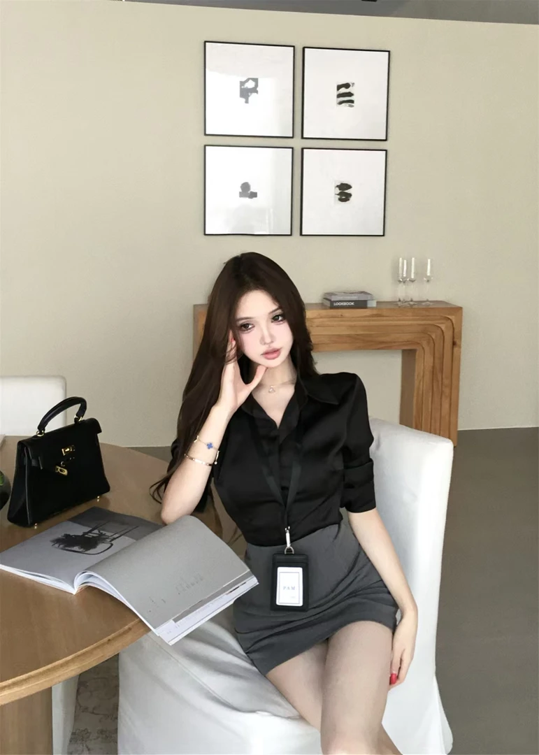 纯欲风轻熟风辣妹风时尚套装长袖上衣套装纯欲辣妹风