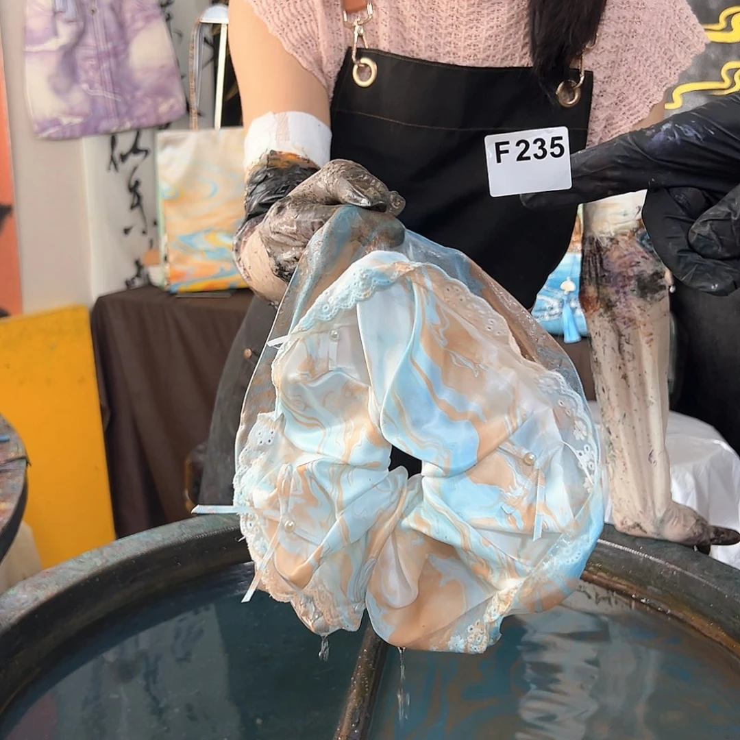235新款蕾丝发圈蓝咖