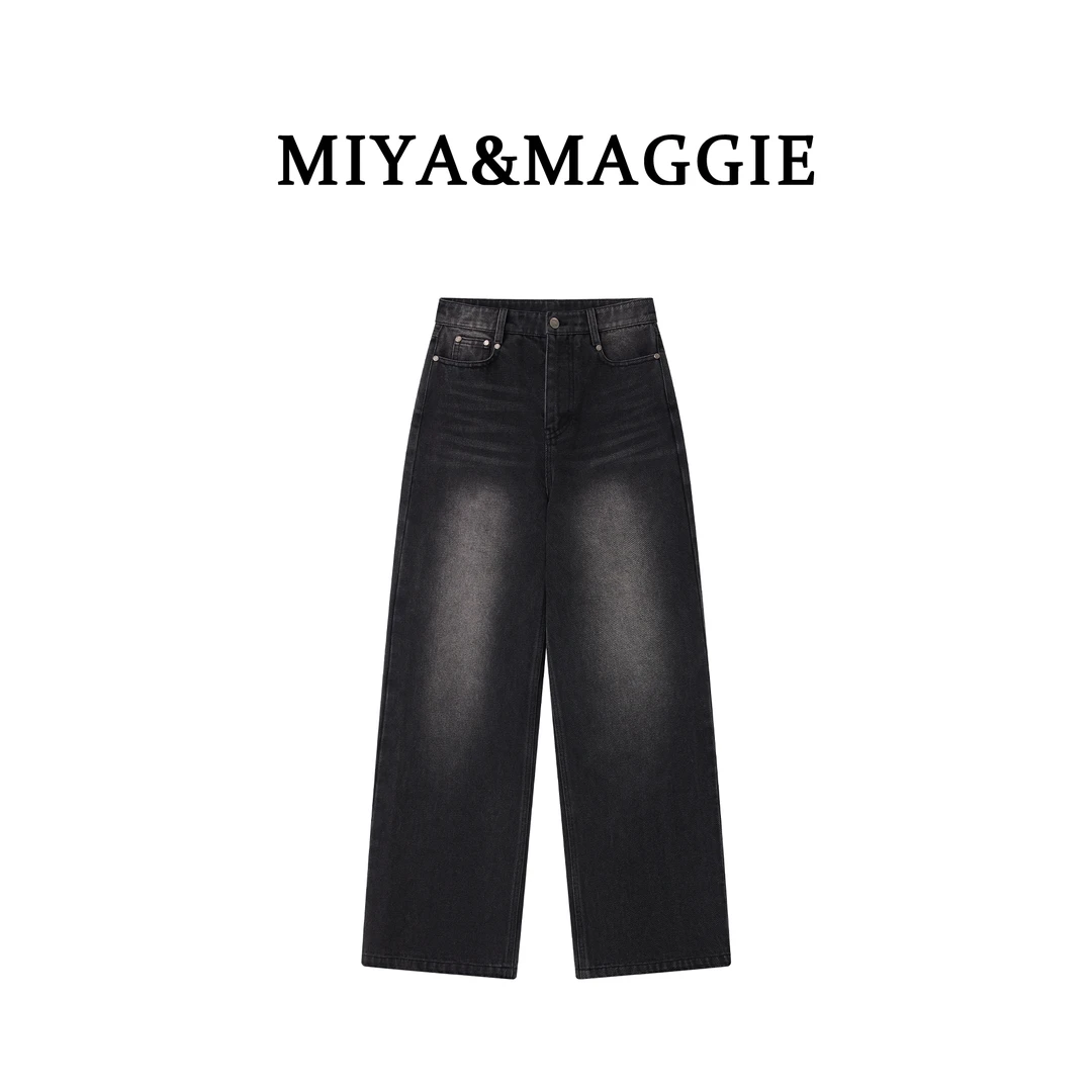 【静默场域】高腰直筒牛仔裤春季砂洗褪色版型超正显高显瘦重纹理棉