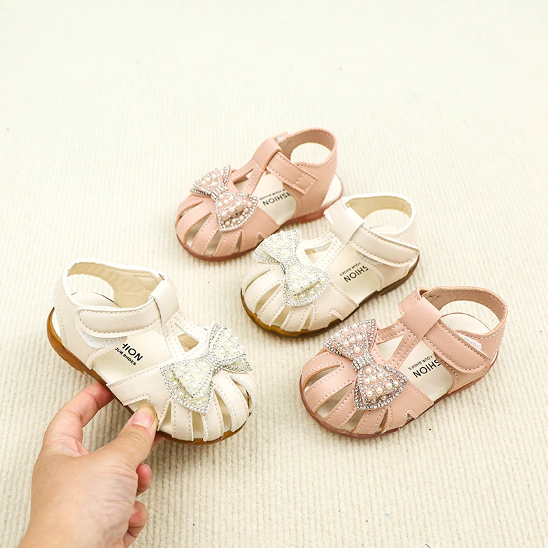 女童蝴蝶结镂空宝宝鞋夏季新款软底学步鞋防滑凉鞋BBX050