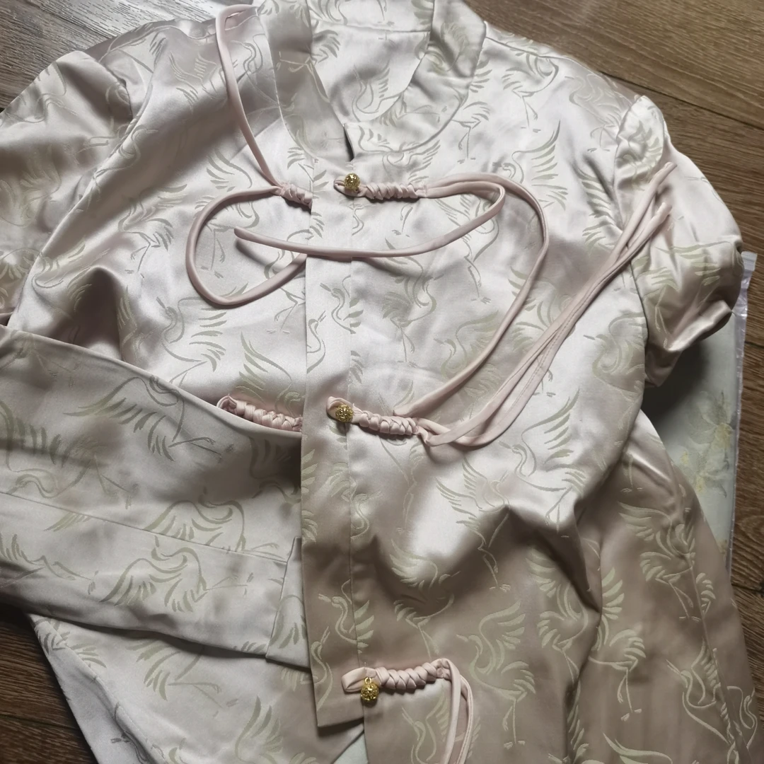 粉色改良新中式外套女春秋穿搭高级感气质提花中国风唐装盘扣上衣