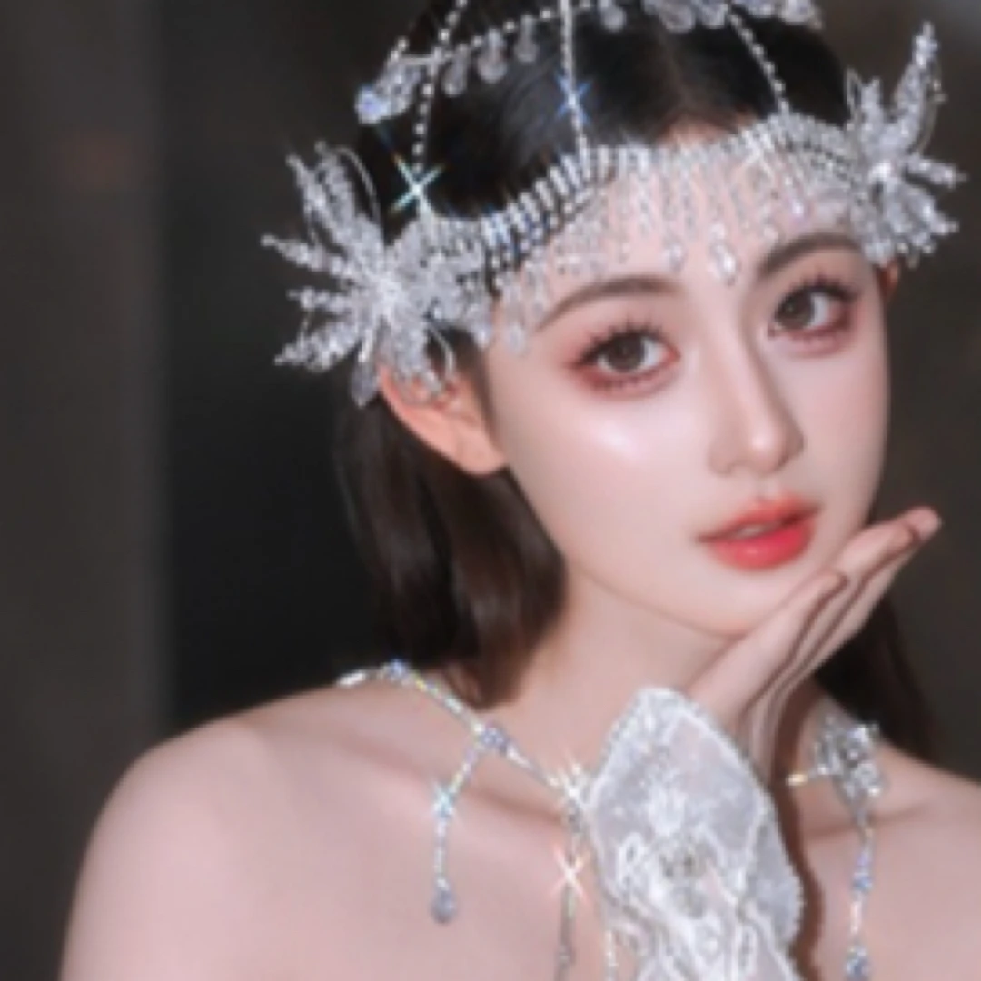 大气时尚水晶手工镂空白色帽子头饰新娘跟妆影楼旅拍造型发饰品