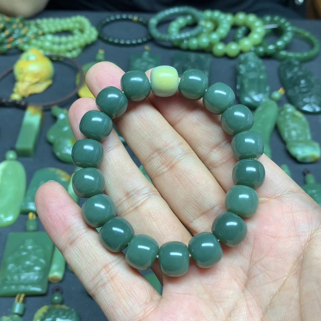 岫岩河磨玉（透闪石质玉）手链未镶嵌冰****