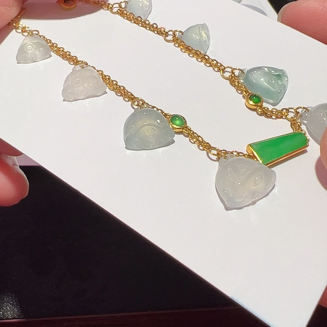 翡翠18K金镶嵌颈饰手链