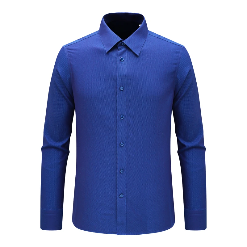 F3528恺春秋男式长袖衬衫 棉百搭商务休闲上衣免烫 蓝色