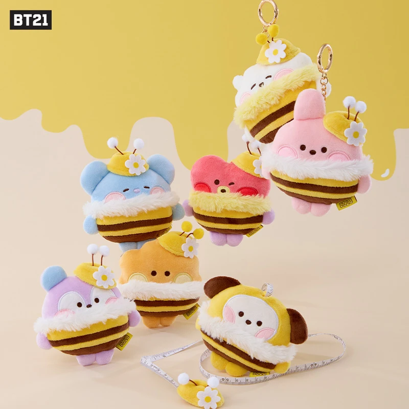 【新品】BT21 minini HONEY BEE系列 毛绒卷尺钥匙扣 LINE FRIENDS