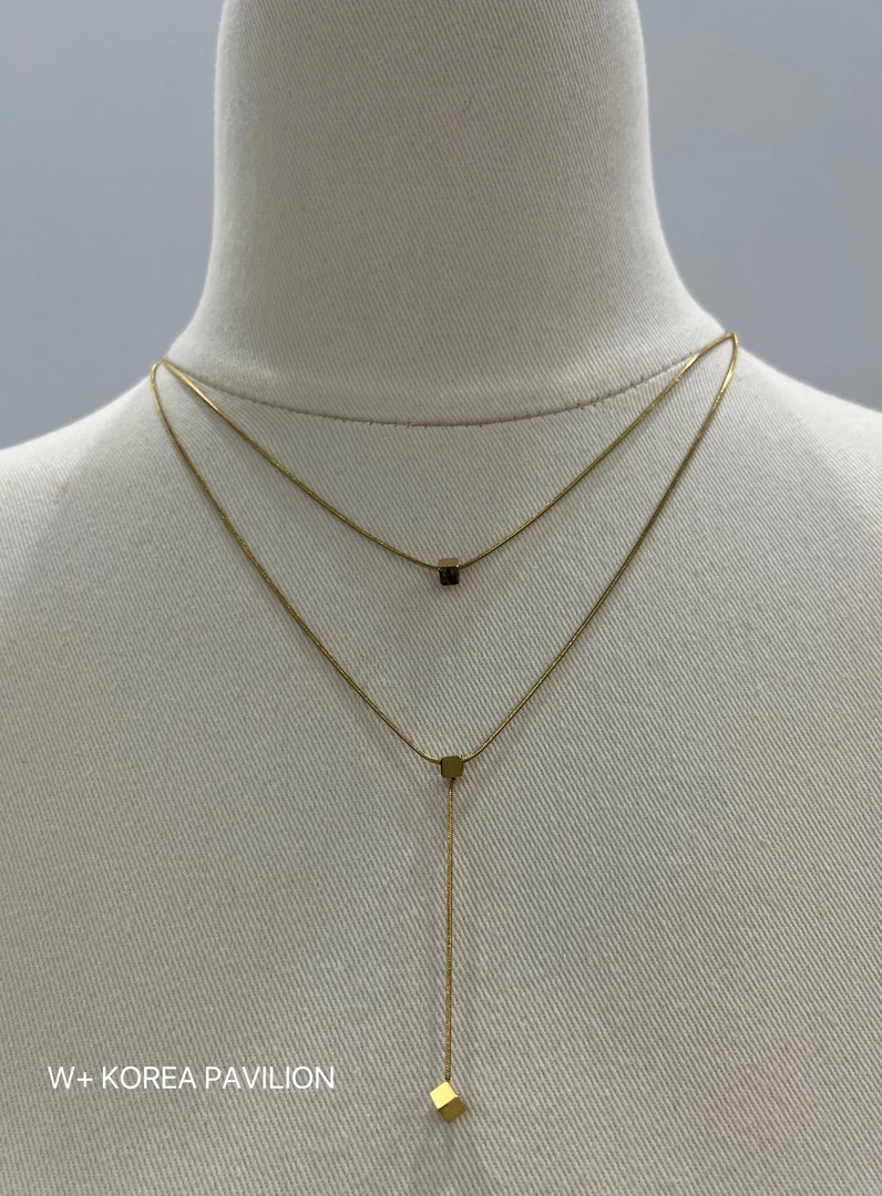 钛钢项链 时尚百搭简约小方块项链0806