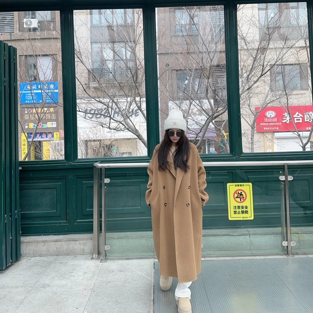 1986home原创设计中长款羊毛大衣气质时尚韩系极简