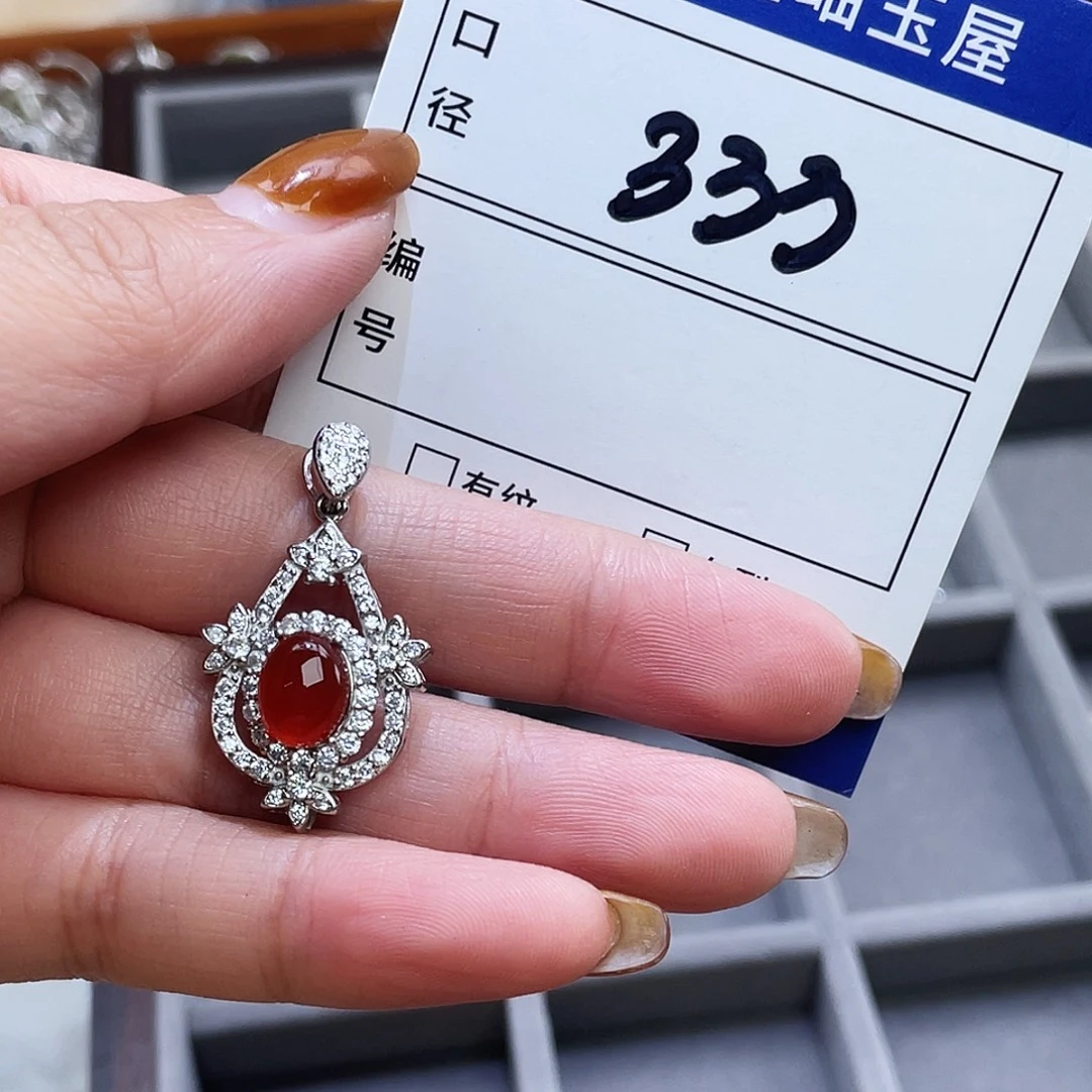 岫玉银S925镶嵌吊坠吊坠