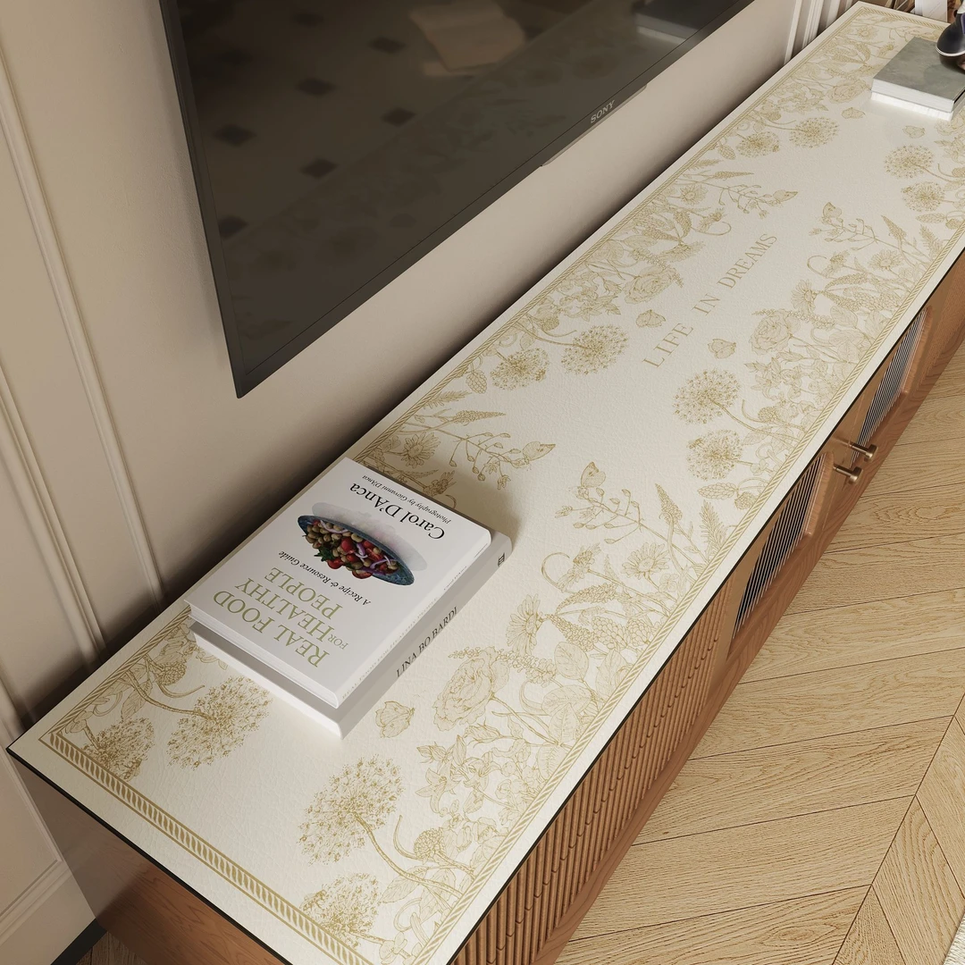 高档简约皮革电视柜垫餐边柜垫子茶几餐桌垫免洗防水防油防滑桌布