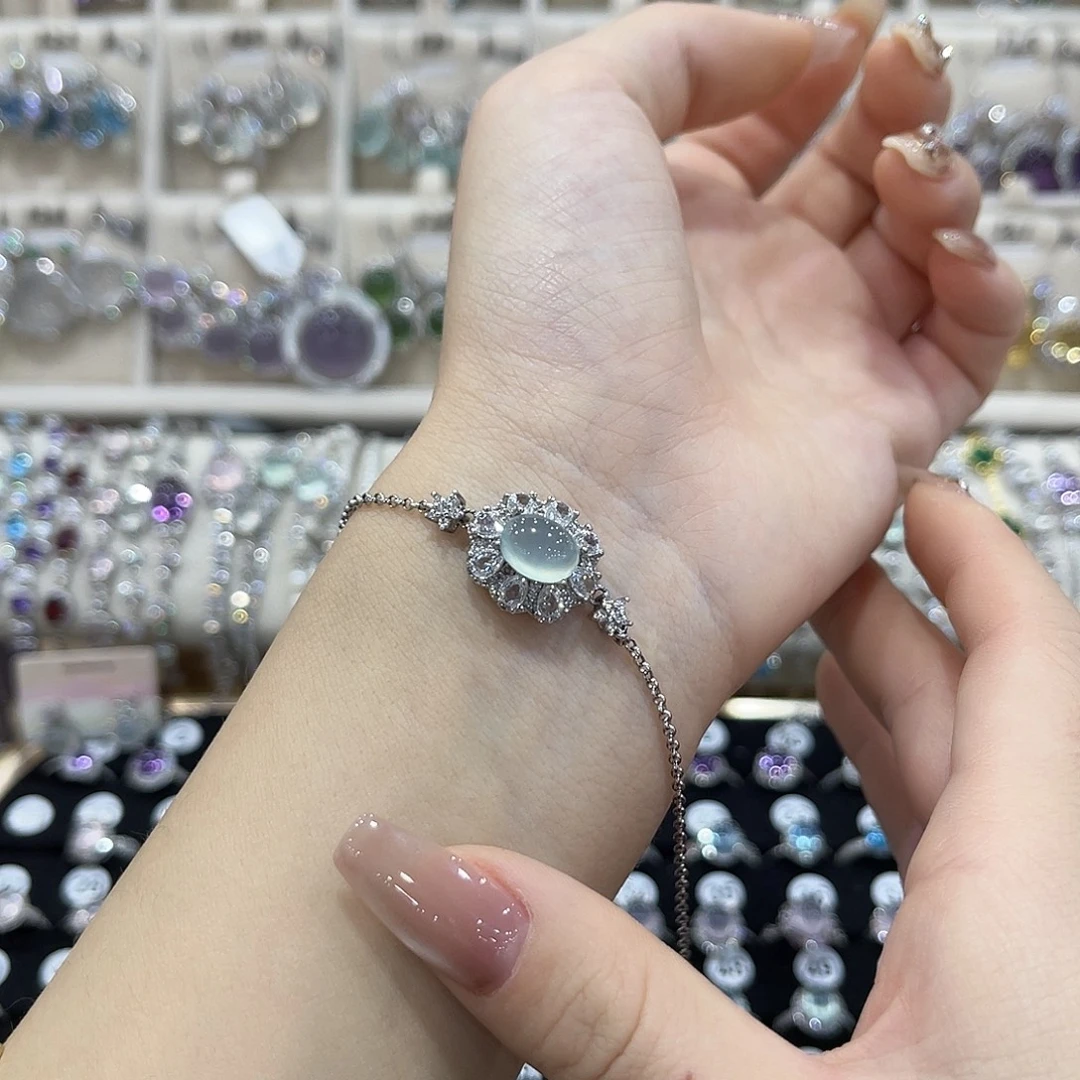 蛇纹石玉银S925镶嵌戒指