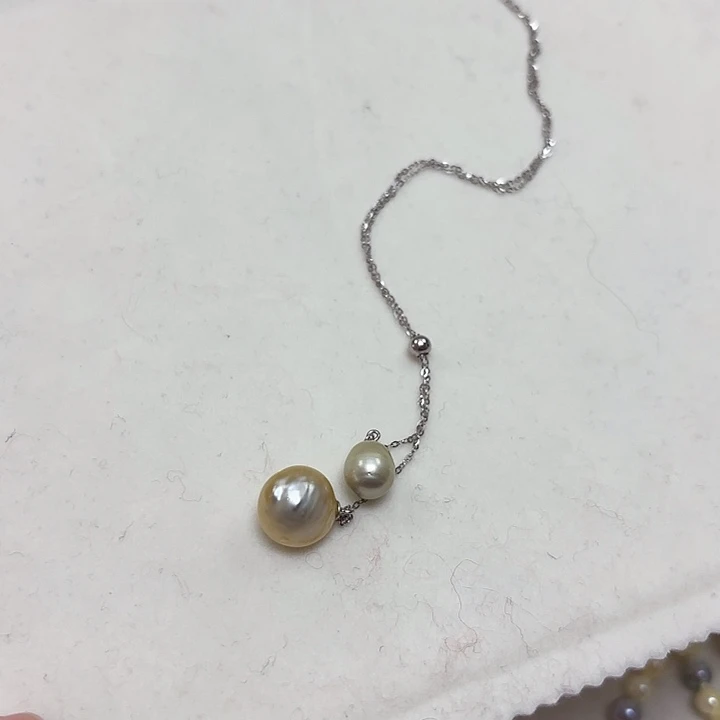 天***蓝海水珍珠颈饰银S925镶嵌