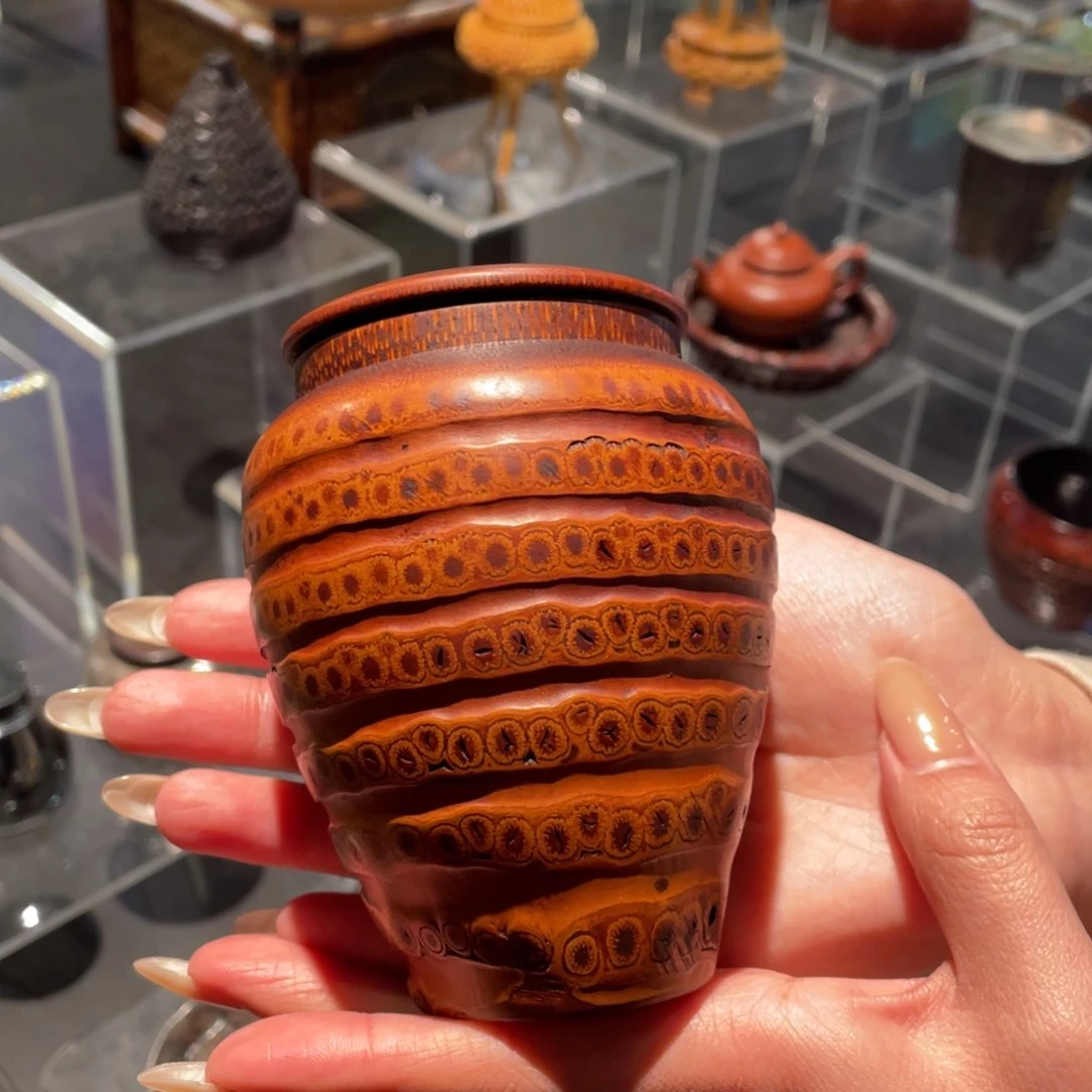 紫砂茶则竹根大号茶仓