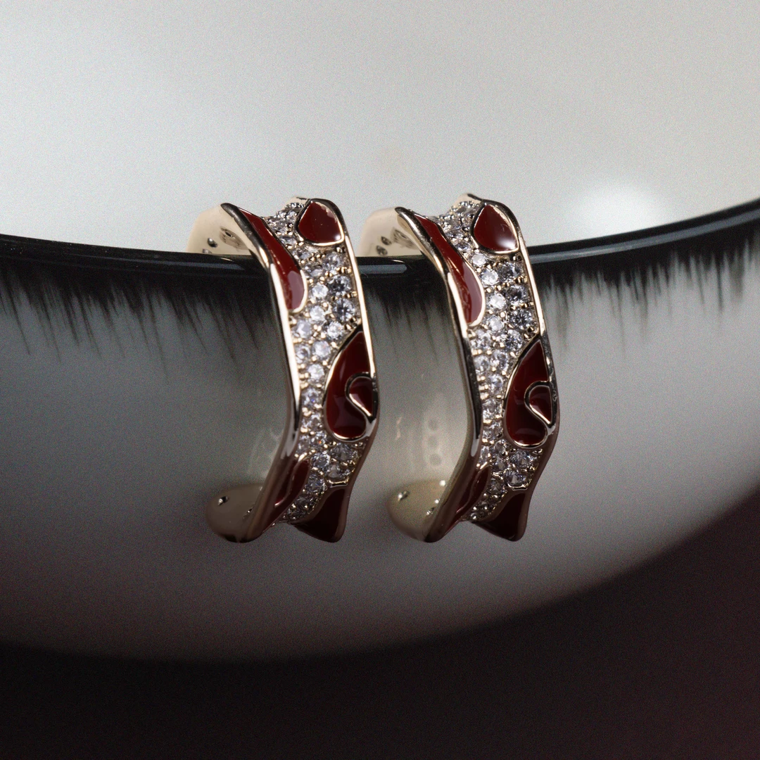 铜合金耳饰 直播专属Modern【酒心红巧】高级法式简约气质小众