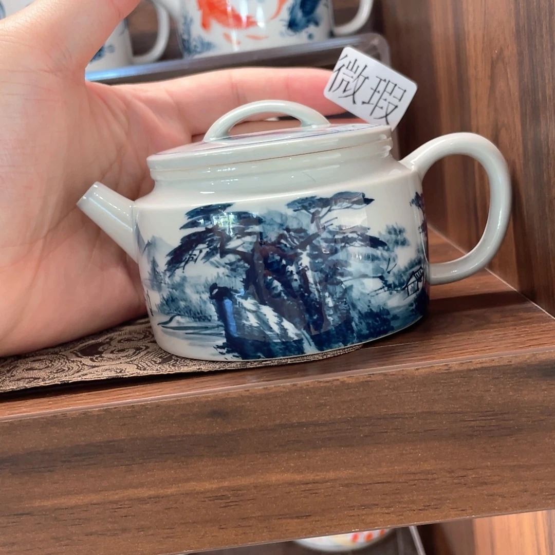 釉下手绘茶具微瑕