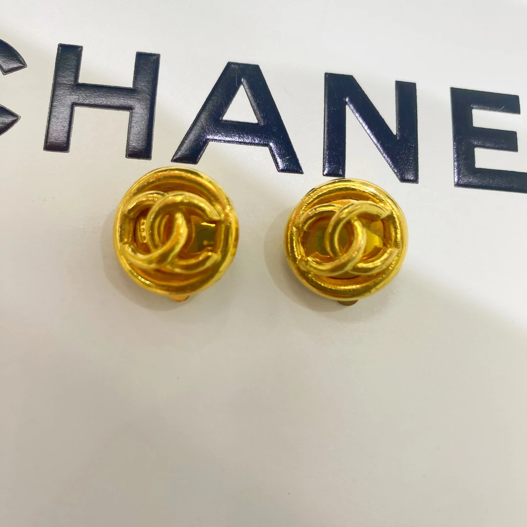 95新 Chanel/香奈儿 Chanel vintage香奈儿中古素金耳夹