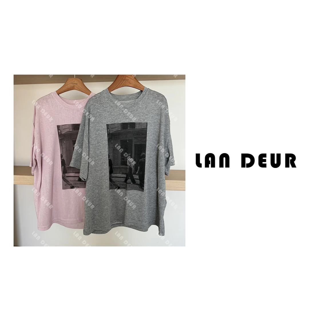 JIUJIU【日韩氧气】莱赛尔亚麻桑蚕丝柔软光滑透气美式复古T恤女